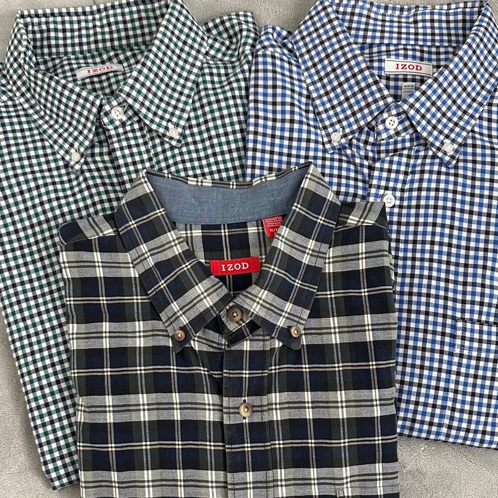 Izod Men's Plaid Button-Down Shirts - Green, Blue, Gray